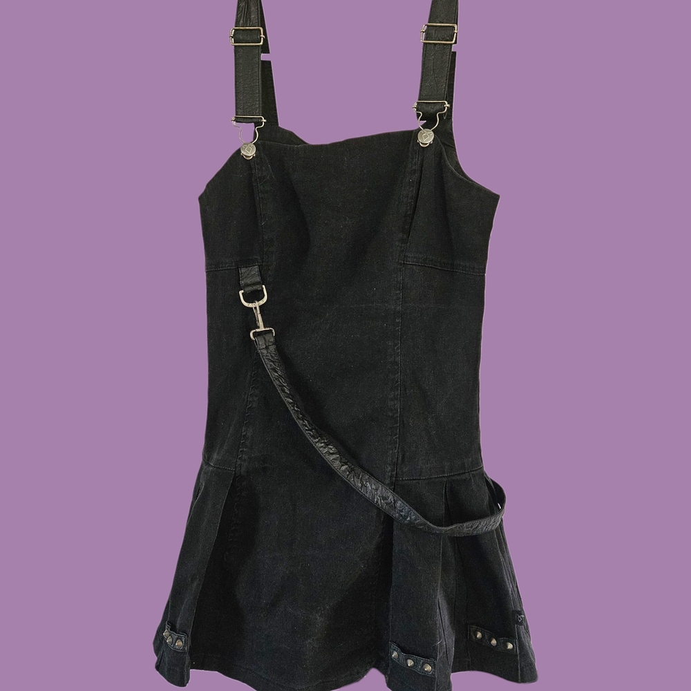 Tripp NYC Overall Dress Black Studded Pleated Bibs City Of Bones Women’s L